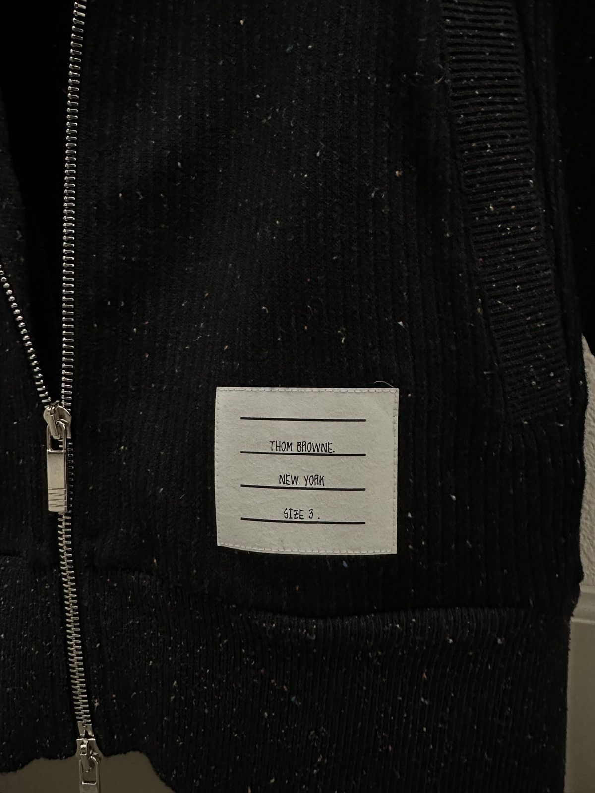 Thom Browne Black Flecked Knit Zip-Up Hoodie Men's Size US M / EU 48-50 / 2 - 5 Thumbnail