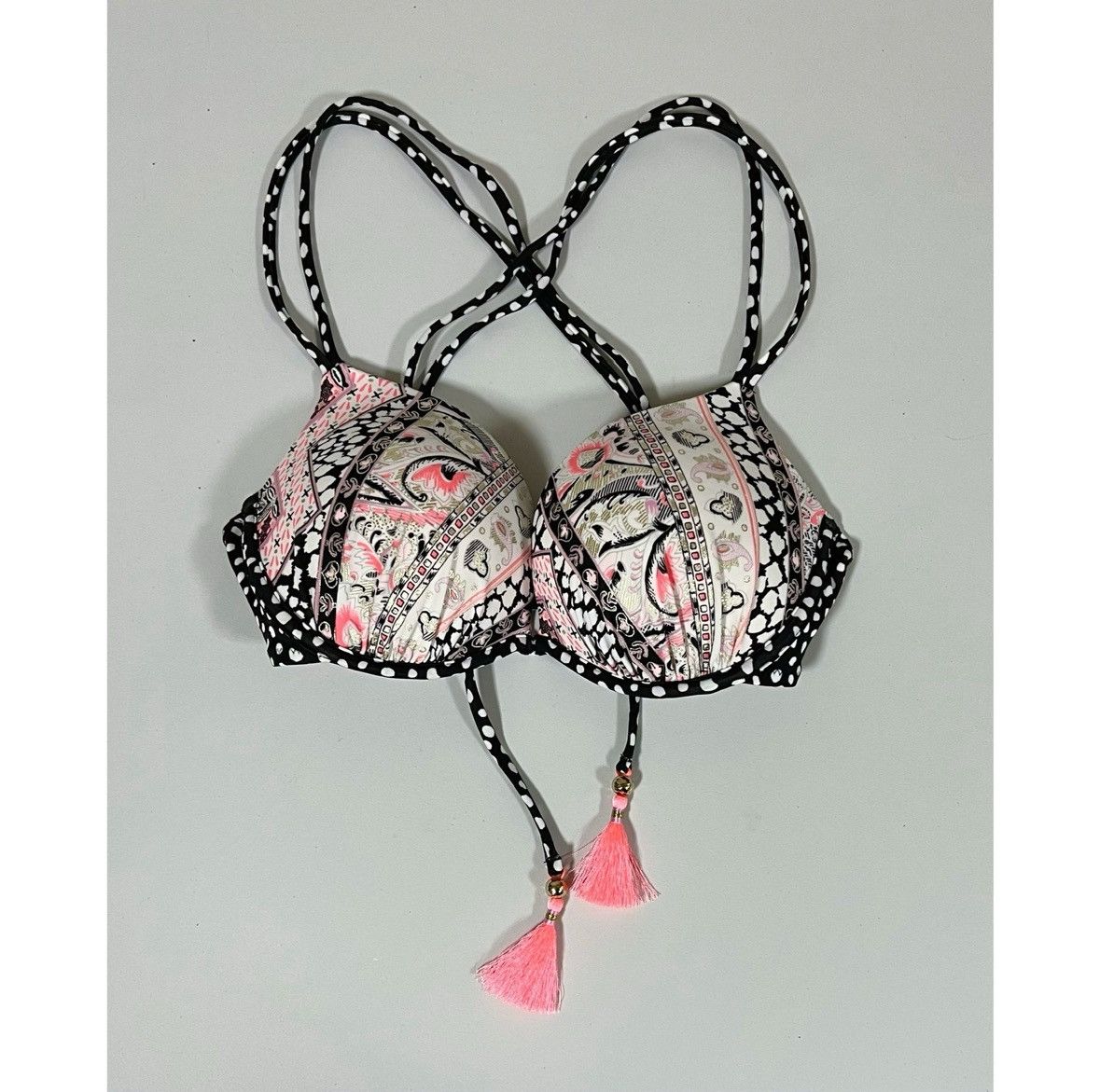 Victoria's Secret ‘The Gorgeous’ Paisley Polka Dot Push-Up Bikini Top 34C 🌸✨ Size M / US 6-8 / IT 42-44 - 3 Thumbnail