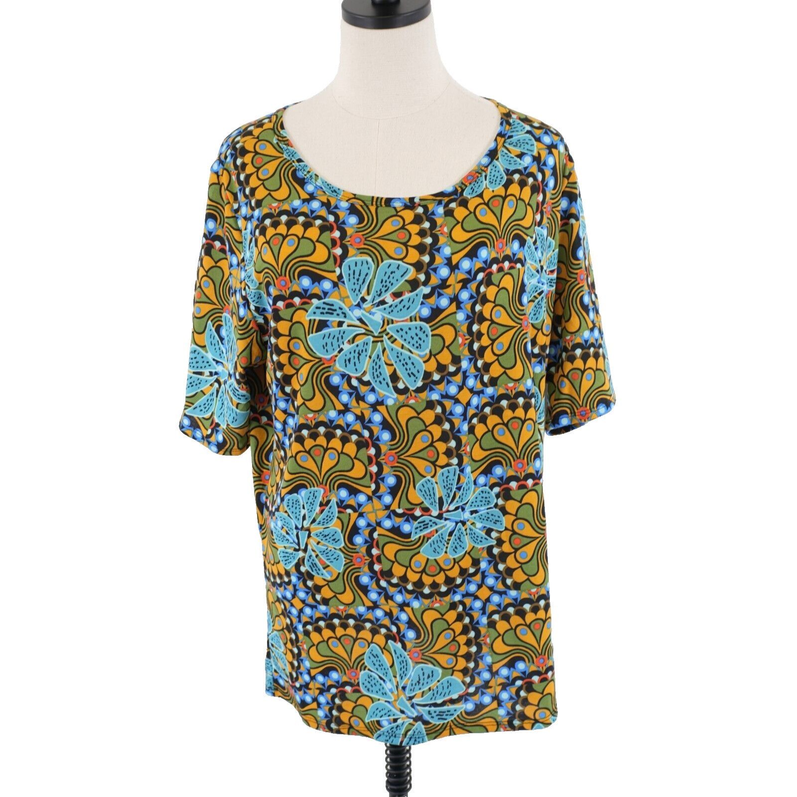 Designer NEW Lularoe Gigi 3XL Short Sleeve Teal Orange Green Floral B Size 3XL / US 20-22 - 1 Thumbnail