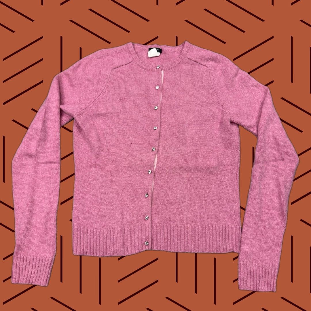 J.Crew VINTAGE J.CREW Pink Cardigan Sweater M Knit Long Sleeve Jewel Button Preppy Womens Size M / US 6-8 / IT 42-44 - 1 Thumbnail
