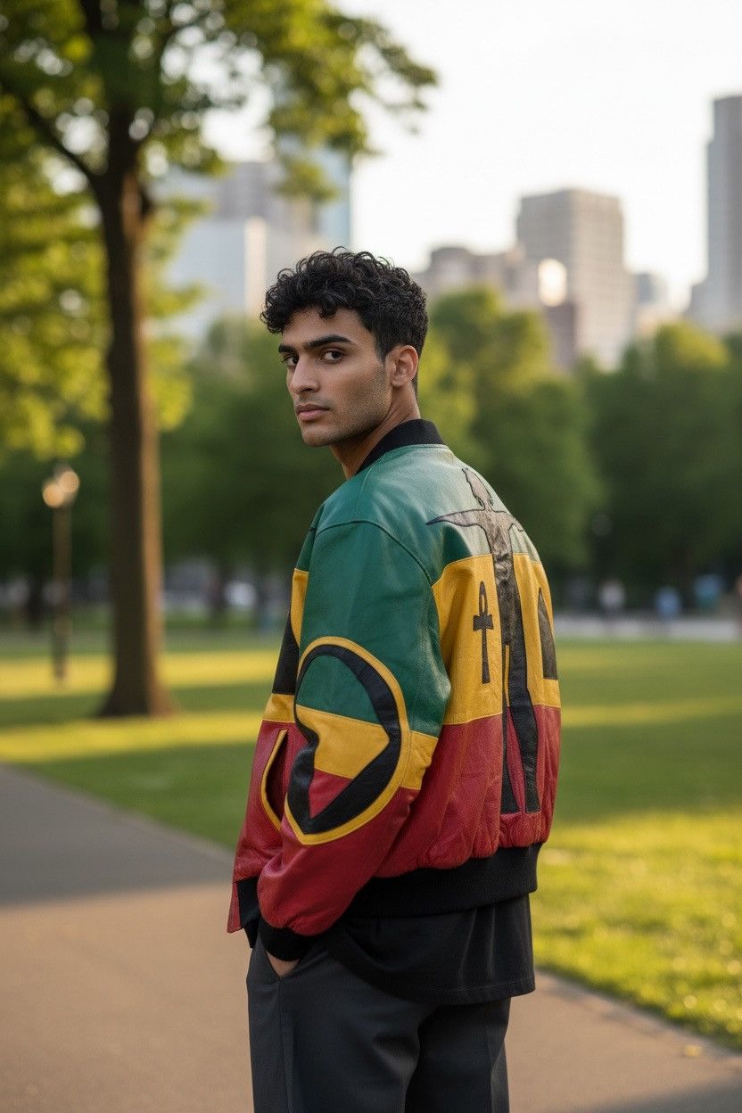 Michael Hoban RARE VINTAGE MICHAEL HOBAN RASTA LEATHER BOMBERS JACKET Size US M / EU 48-50 / 2 - 1 Thumbnail