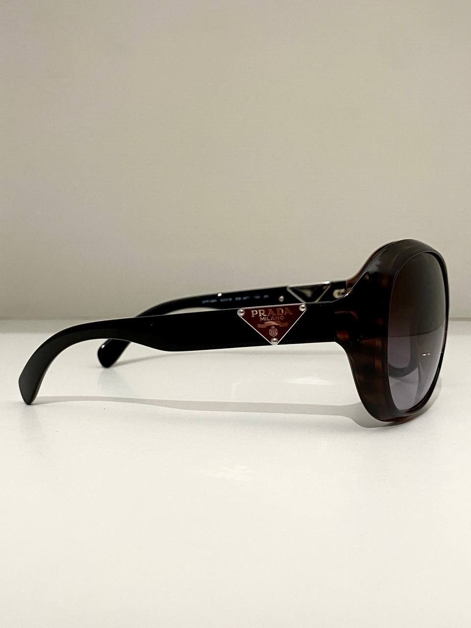 Prada Prada Milano Triangle Logo Oval Brown Oversized Sunglasses Size ONE SIZE - 8 Thumbnail