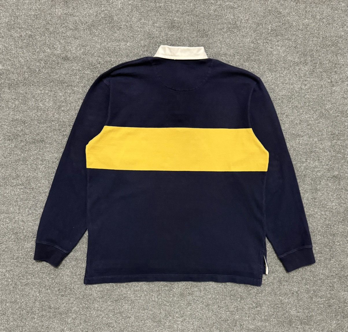 Polo Ralph Lauren Vintage Polo Ralph Lauren Navy Yellow Stripe Rugby Shirt Size US L / EU 52-54 / 3 - 6 Thumbnail