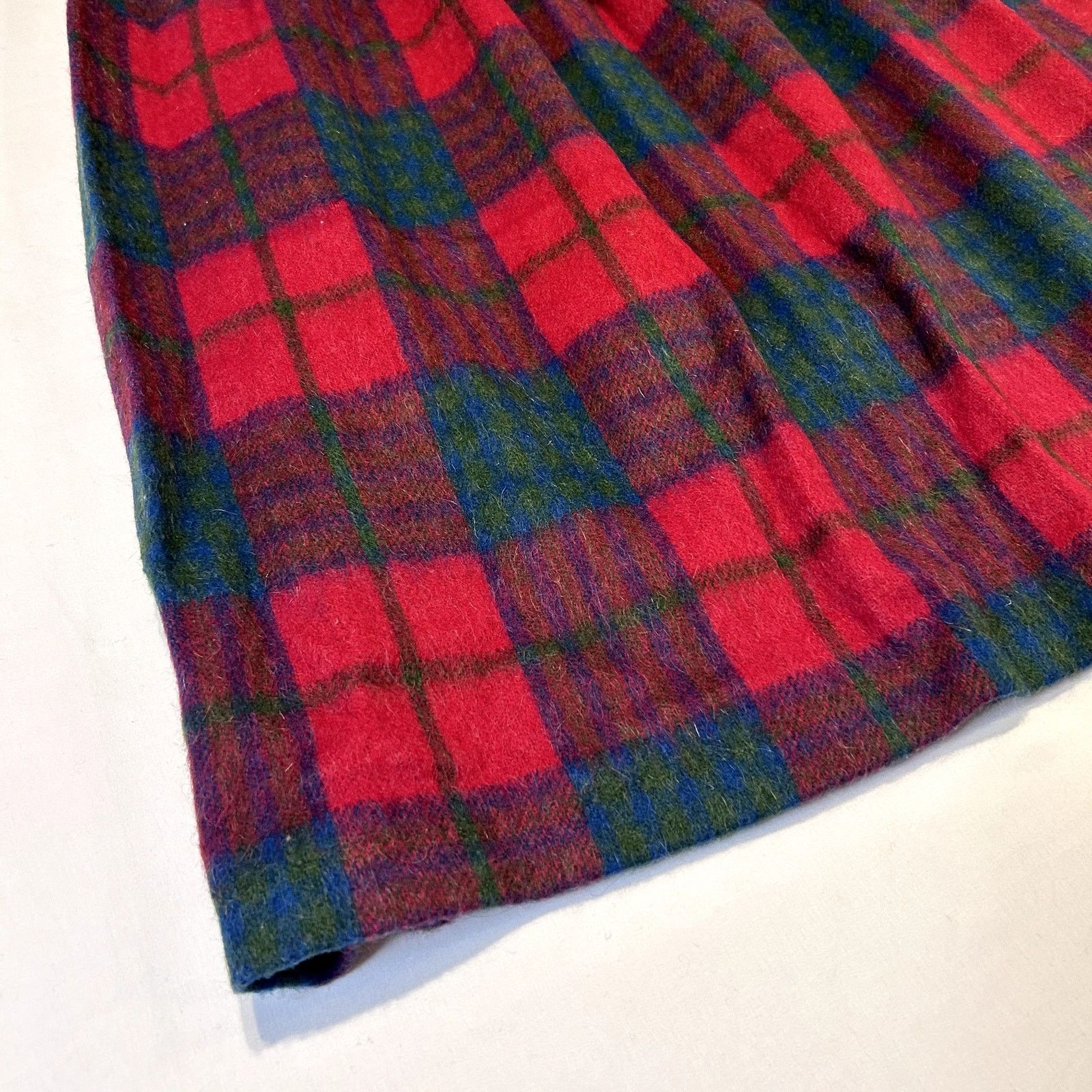 Handmade Vintage 80s Plaid Wool Blend hand-sewn Skirt 25" Size 25" / US 0 / IT 36 - 3 Thumbnail