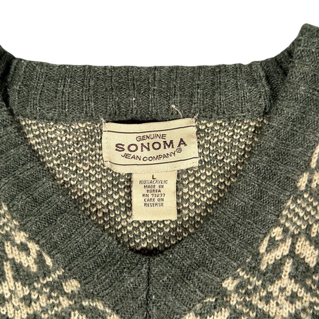 Vintage VINTAGE Sonoma Sweater Womens LARGE Green Black Nordic Knit Snowflake V Neck 90s Size L / US 10 / IT 46 - 4 Thumbnail