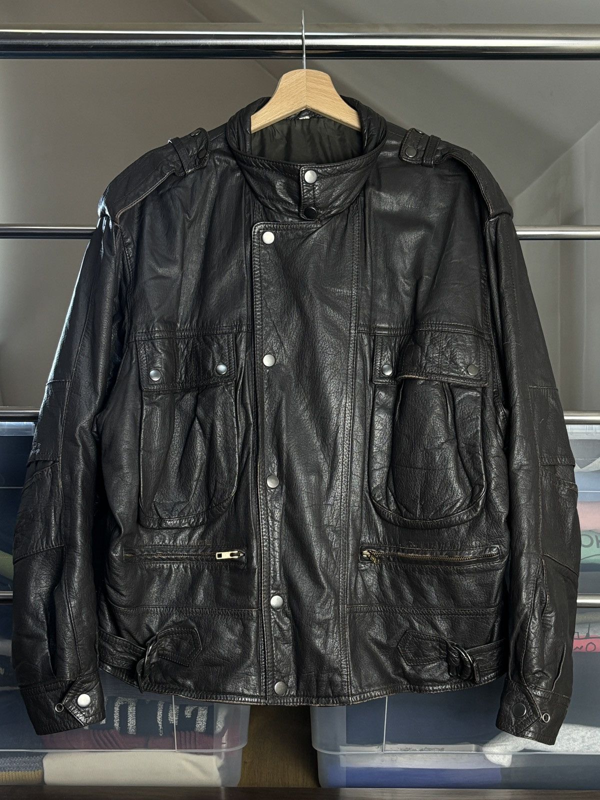 Genuine Leather × Vintage Genuine Leather Vintage 90s Biker Jacket Size US L / EU 52-54 / 3 - 3 Thumbnail