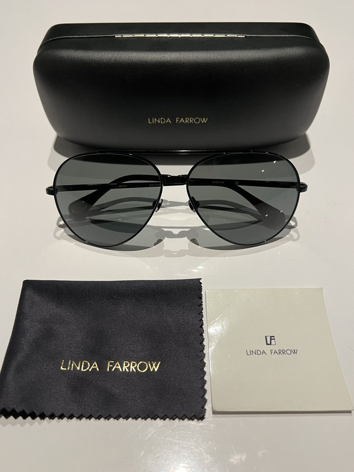 Ann Demeulemeester × Linda Farrow Black Aviator Sunglasses Size ONE SIZE - 1 Thumbnail