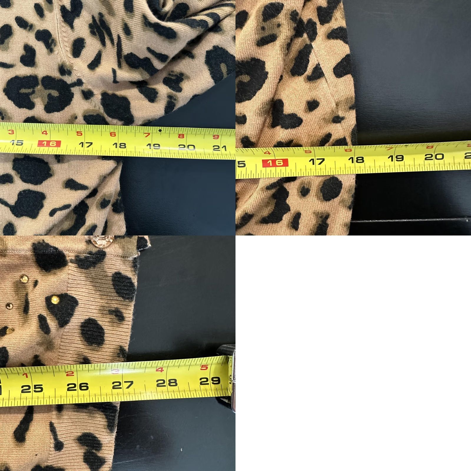 Quacker Factory Quacker Factory Cardigan Womens Medium Leopard Print Button Front Beaded Sweater Size M / US 6-8 / IT 42-44 - 8 Thumbnail