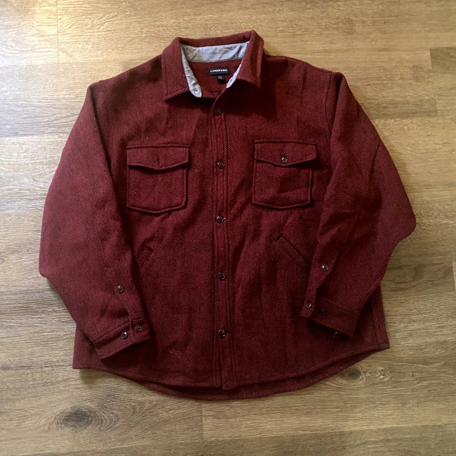 Lands' End Heavy Red Wool Land's End Button Up Shirt Size US XXL / EU 58 / 5 - 2 Thumbnail