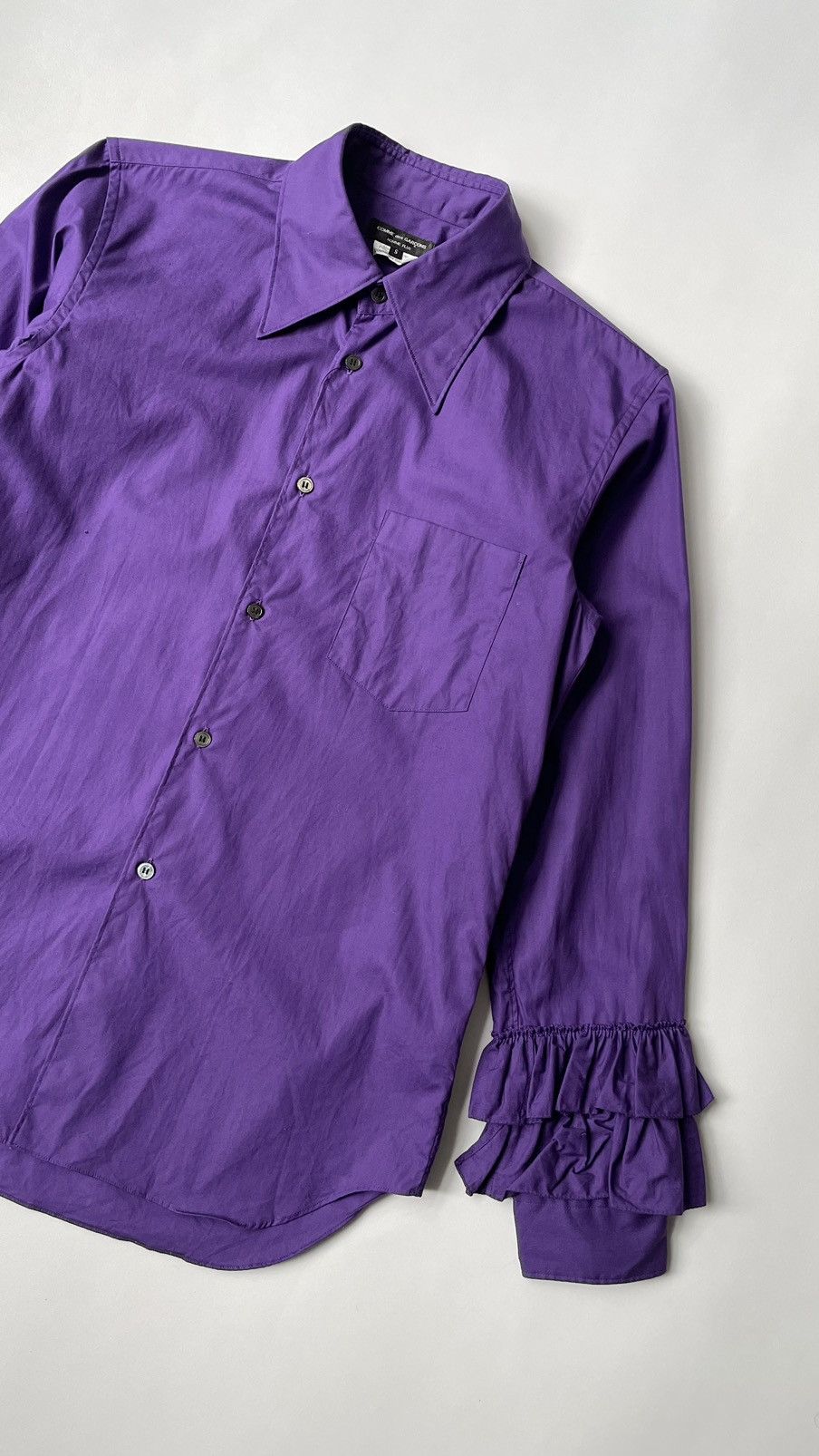 Comme des Garcons Homme Plus S/S 15 Purple ‘Frilled Sleeve’ Shirt Size US S / EU 44-46 / 1 - 5 Thumbnail