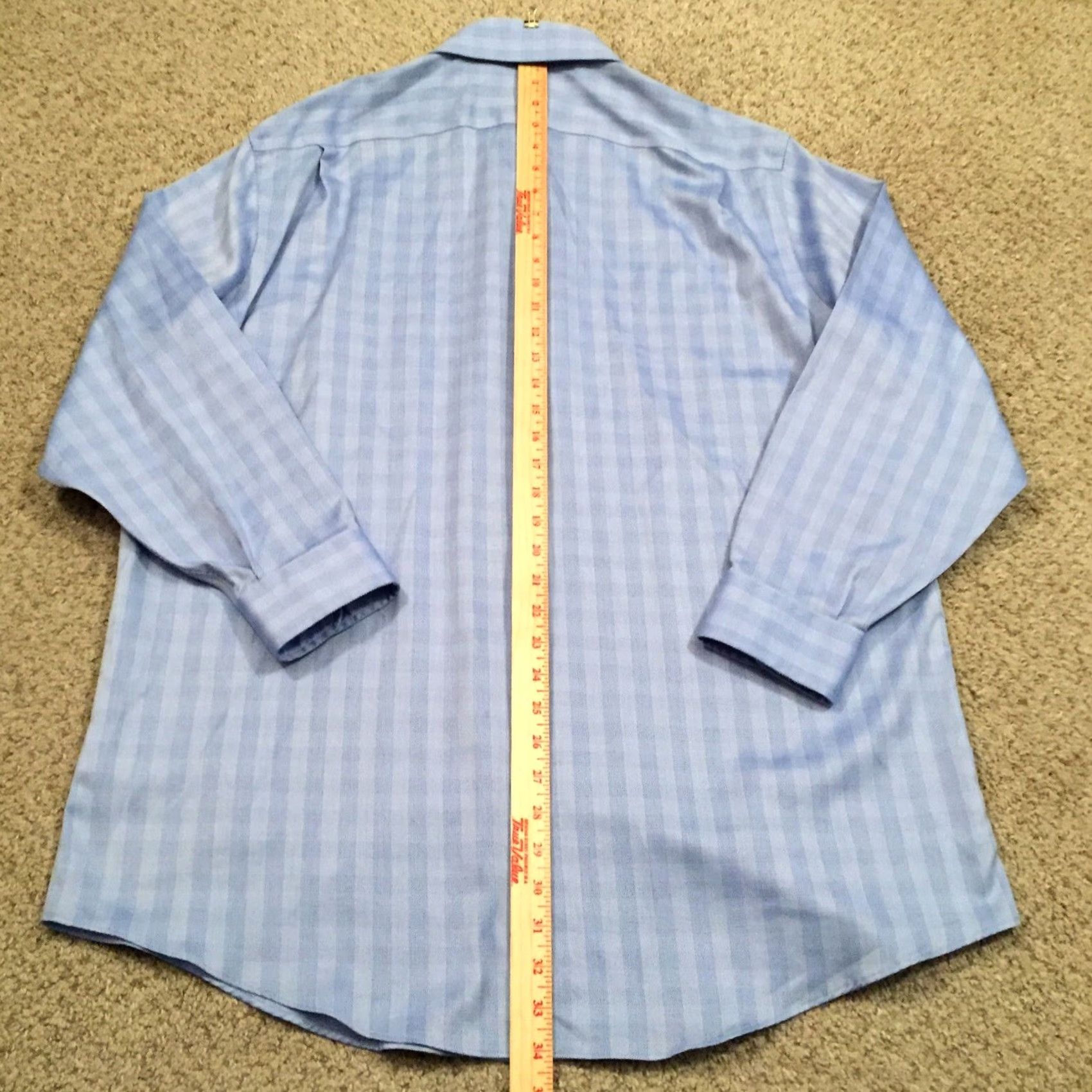 Vintage Kirkland Signature Shirt Mens 17.5 Blue Plaid Long Sleeve Button Up Tailored Fit Size US XXL / EU 58 / 5 - 6 Thumbnail