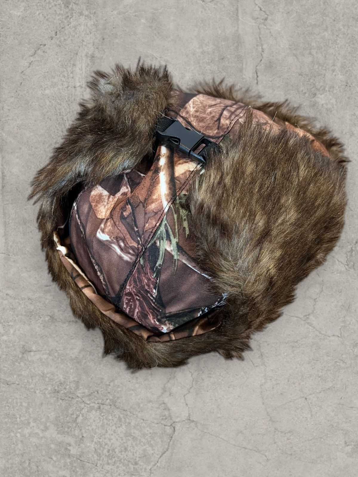 Other Russian Ushanka fluffy winter hat in brown camo. One size Size ONE SIZE - 3 Thumbnail