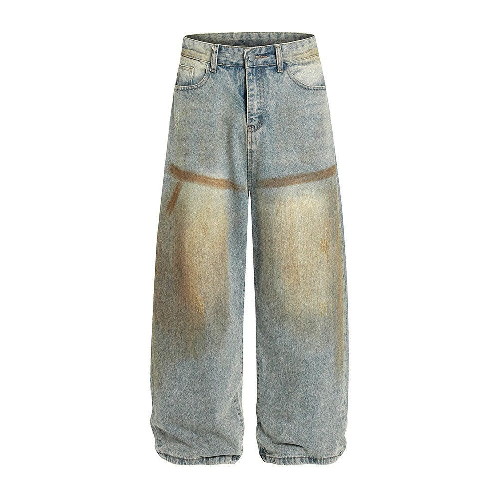 Vintage Men's loose ink-splashed punk distressed dirty jeans Size US 32 / EU 48 - 1 Thumbnail