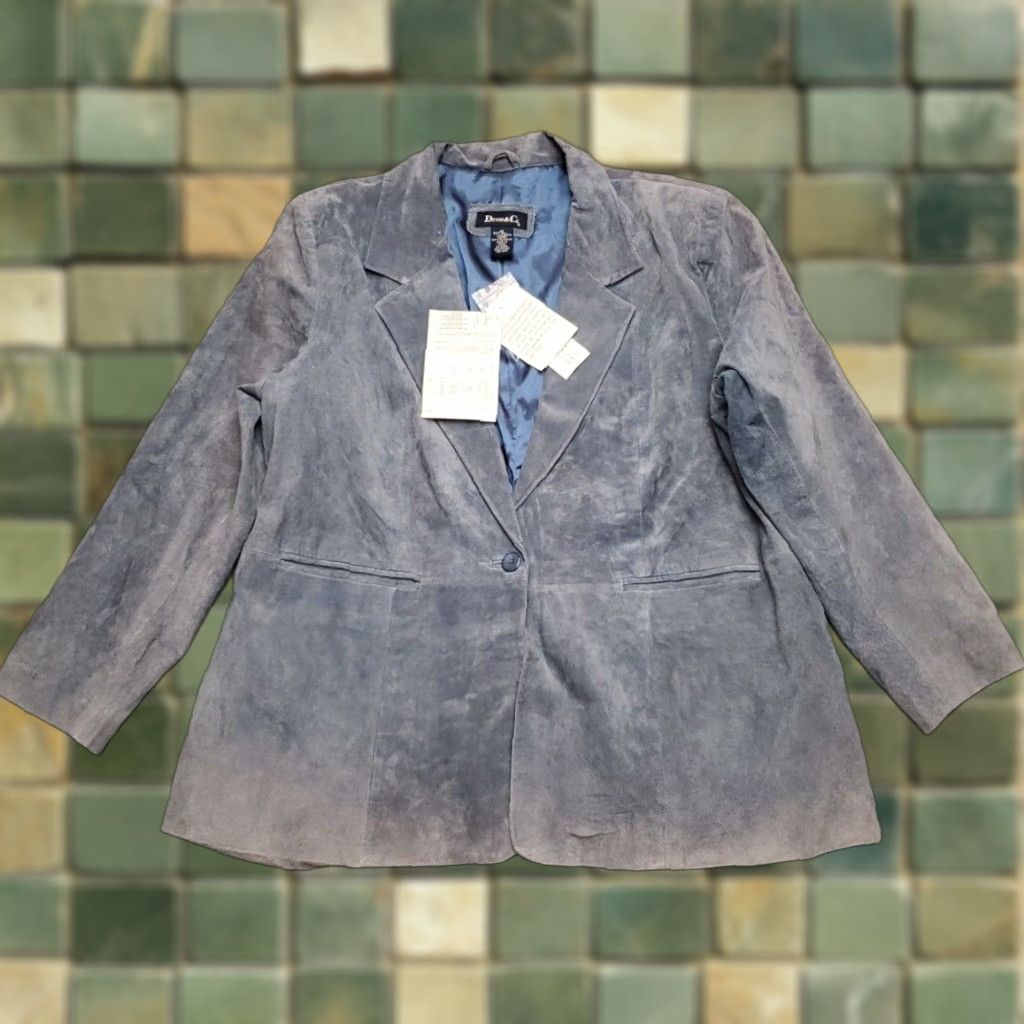 CO VINTAGE Denim Co Blazer Womens 1X Blue Suede Leather Jacket READ Denim Co Blazer Womens 1X Blue Suede Leather Jacket READ Size XL / US 12-14 / IT 48-50 - 1 Thumbnail