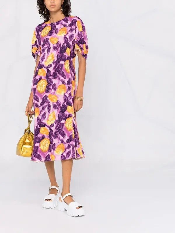 Marni o1y1025 Midi Dress in Multicolor Size M / US 6-8 / IT 42-44 - 2 Thumbnail