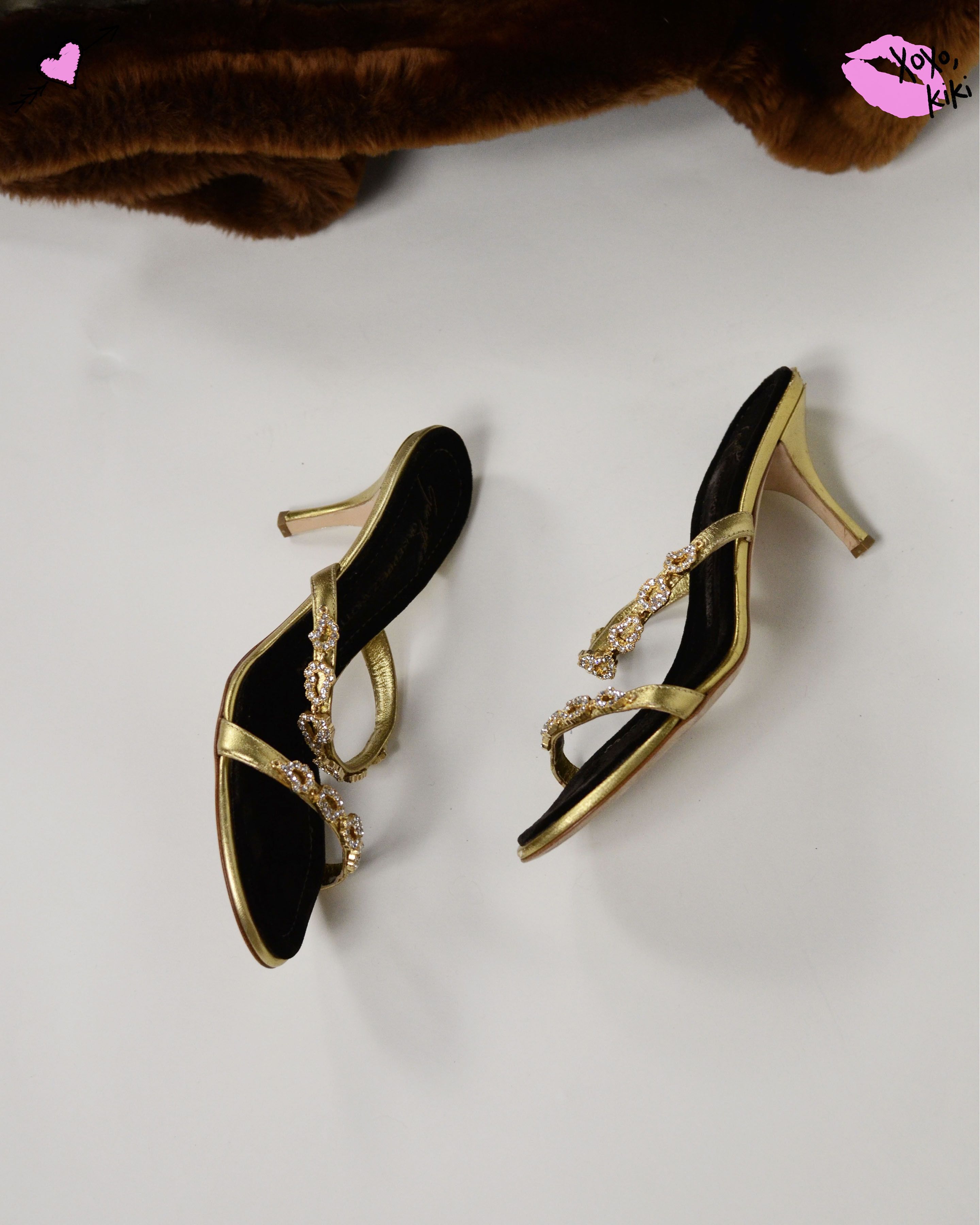 Giuseppe Zanotti GIUSEPPE ZANOTTI GOLD RHINESTONE HEELS Size US 7 / IT 37 - 2 Thumbnail