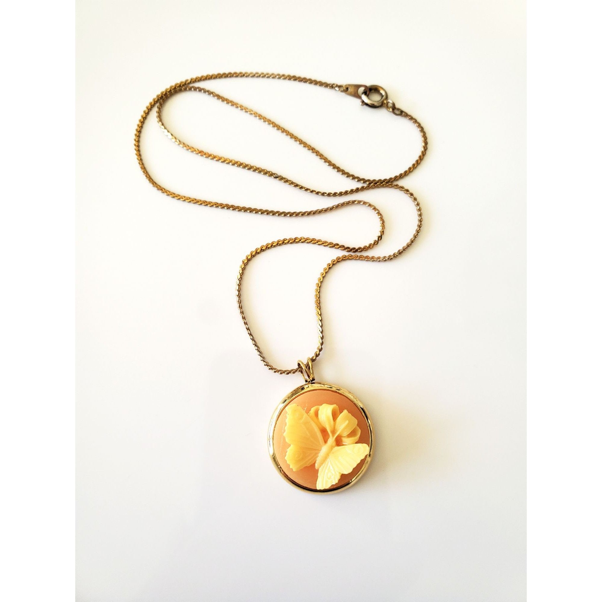 Other Vintage 1980s Trifari Designer Butterfly Cameo Necklace Size ONE SIZE - 2 Thumbnail