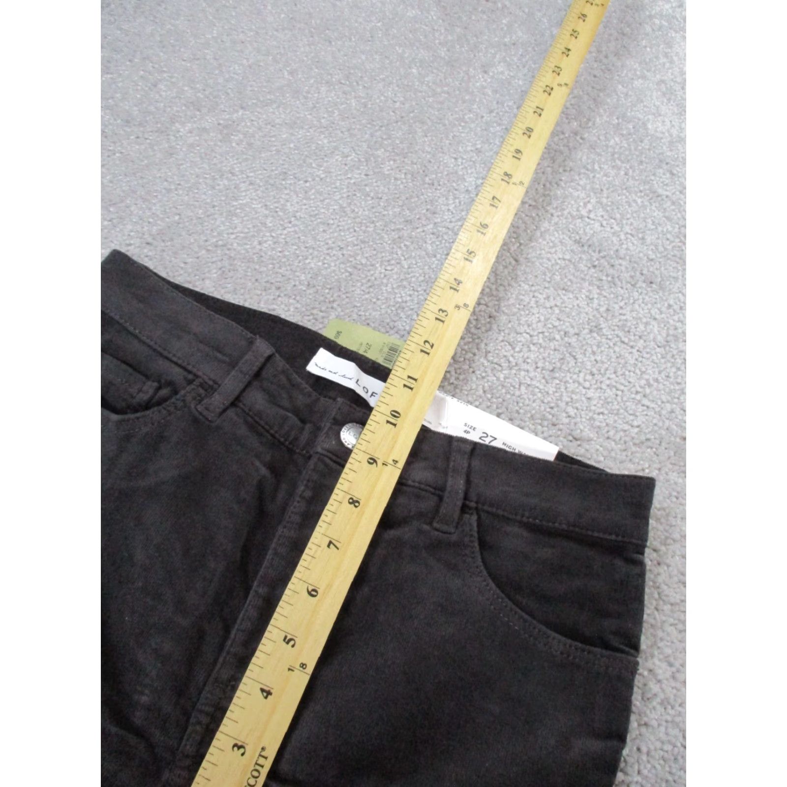 Loft VINTAGE LOFT Pants Womens 4 Petite Gray Corduroy High Waist Skinny NEW Size 27" / US 4 / IT 40 - 6 Thumbnail