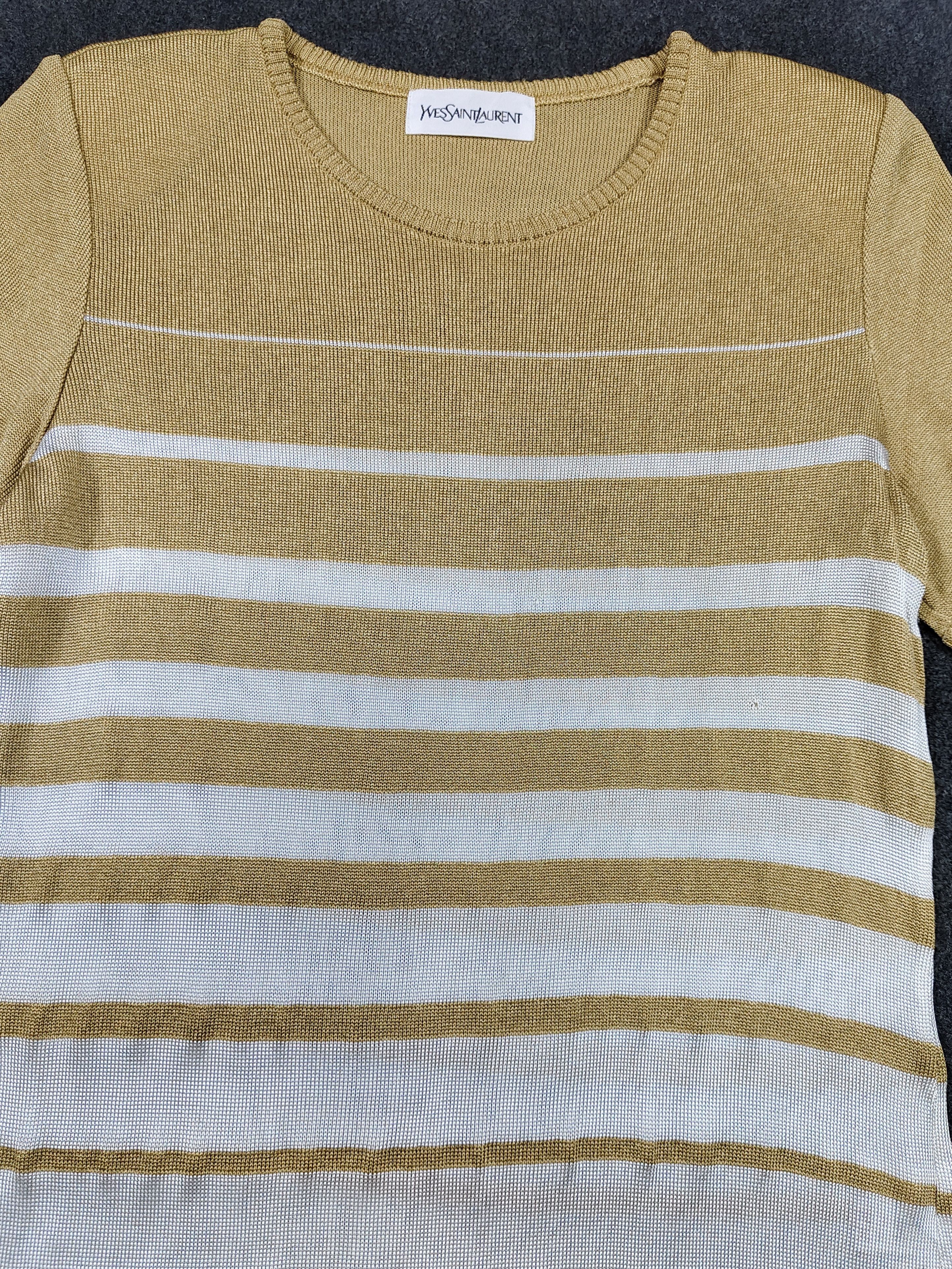 Yves Saint Laurent 80s Yves Saint Laurent Gold Striped Rayon Knitted Size M / US 6-8 / IT 42-44 - 5 Thumbnail