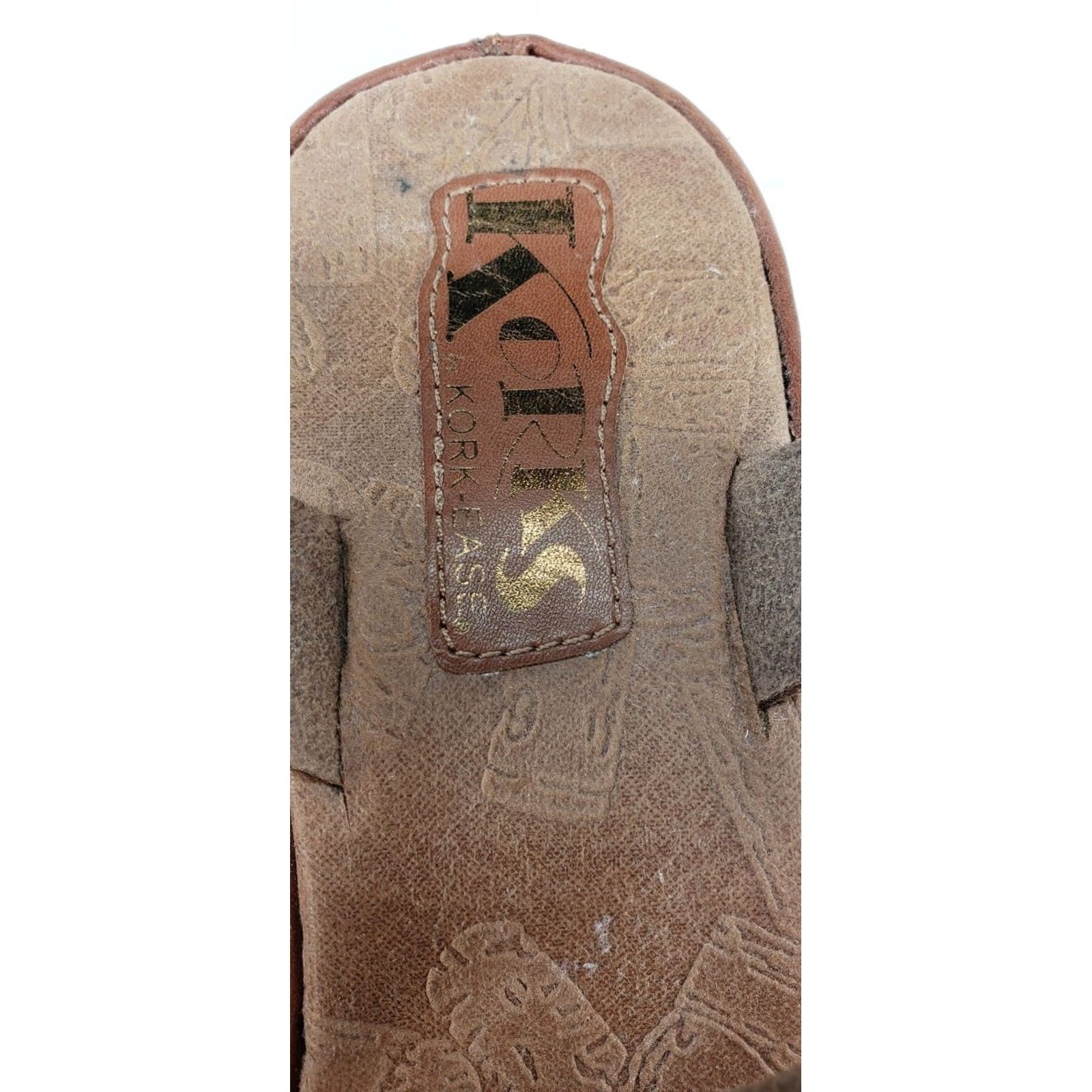 Vintage Korks by Kork-Ease Della Brown Leather Wedge Platform Sandals Women's 9M 40.5EU Green Offices? Size US 9 / IT 39 - 7 Thumbnail