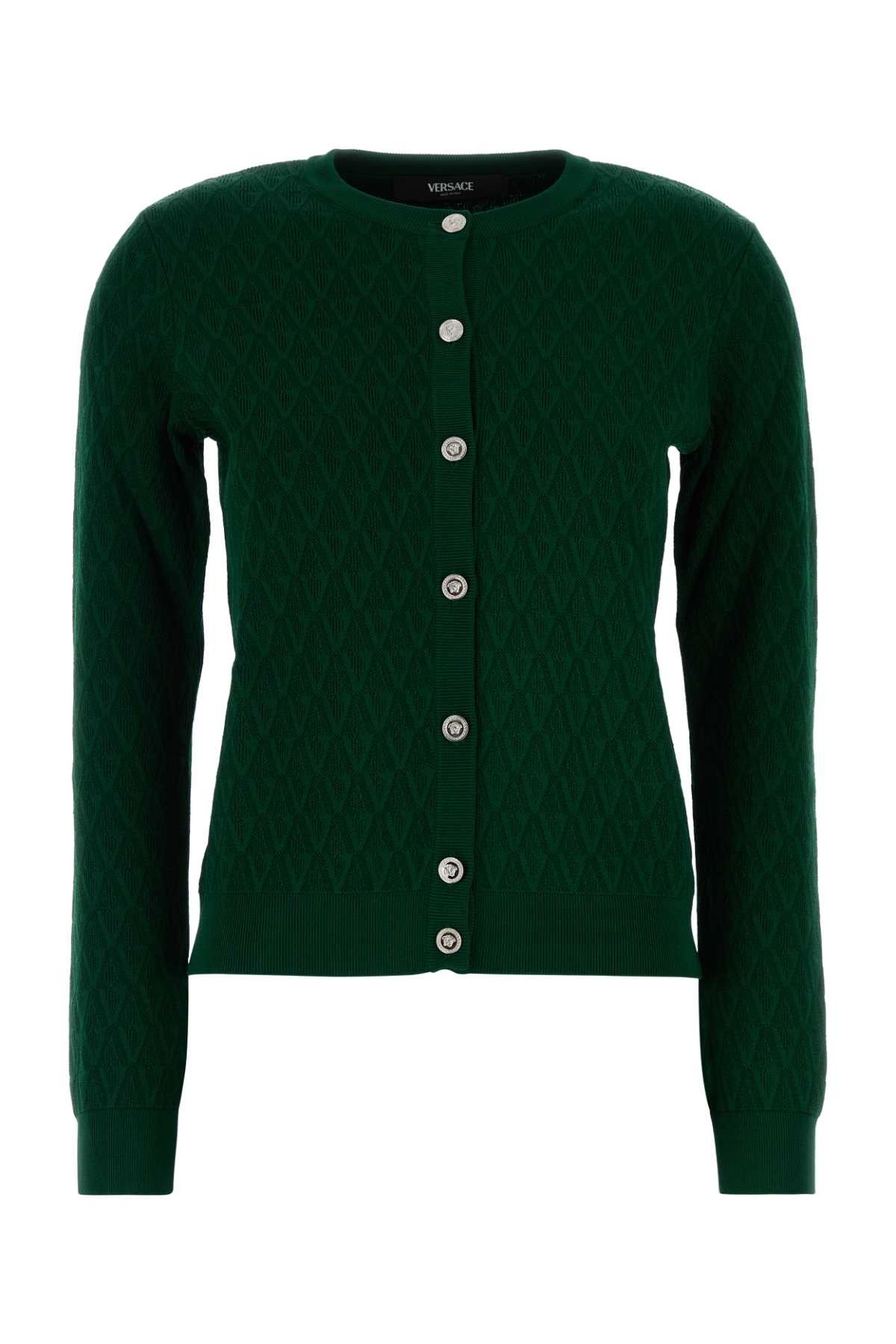 Versace Green Stretch Viscose Blend Cardigan Size M / US 6-8 / IT 42-44 - 1 Thumbnail