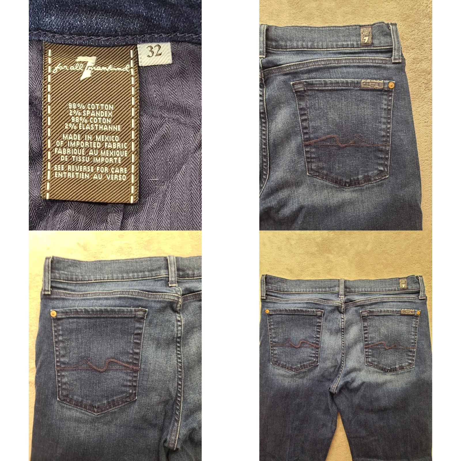 7 For All Mankind 7 For All Mankind Jeans Womens 32 Bootcut Regular Fit Straight Leg Distressed Denim Blue 7 For All Mankind Bootcut Jeans Womens 32 Size 24" / US 00 / IT 34 - 8 Thumbnail