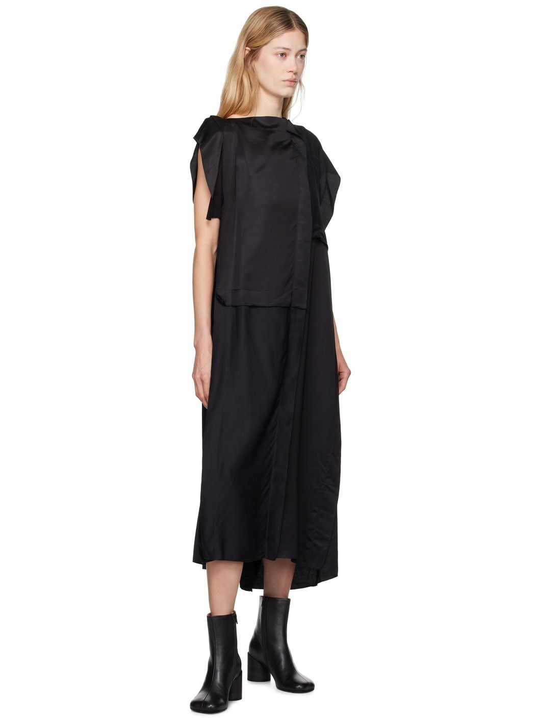 Maison Margiela oc11z0925 Asymmetrical Midi Dress in Black Size XS / US 0-2 / IT 36-38 - 4 Thumbnail