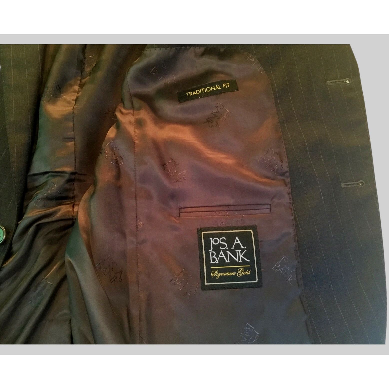 Other Jos A. Bank 44R Dark Gray Pinstripe Suit Coat Signature Gold Size 44R - 12 Thumbnail