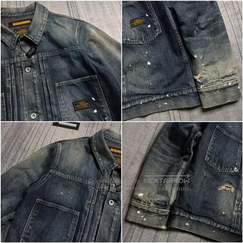 Neighborhood Neighborhood 19AW Wool Washed Distressed Splashed Denim Ja Size US L / EU 52-54 / 3 - 3 Thumbnail