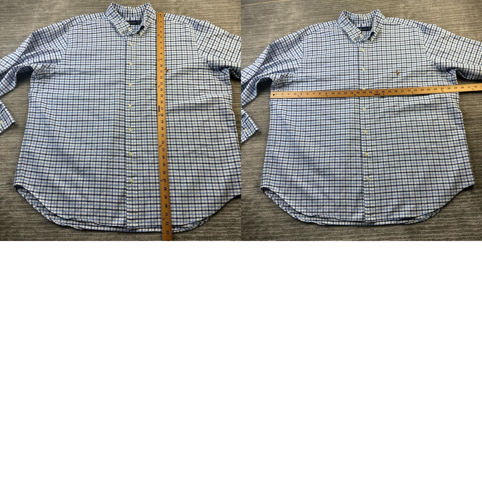 Polo Ralph Lauren Ralph Lauren Shirt Mens 2XB 2XL Big Blue Button Up Flesh Pony Oxford Plaid Cotton Button-Up Casual Formal Size US XXL / EU 58 / 5 - 8 Thumbnail