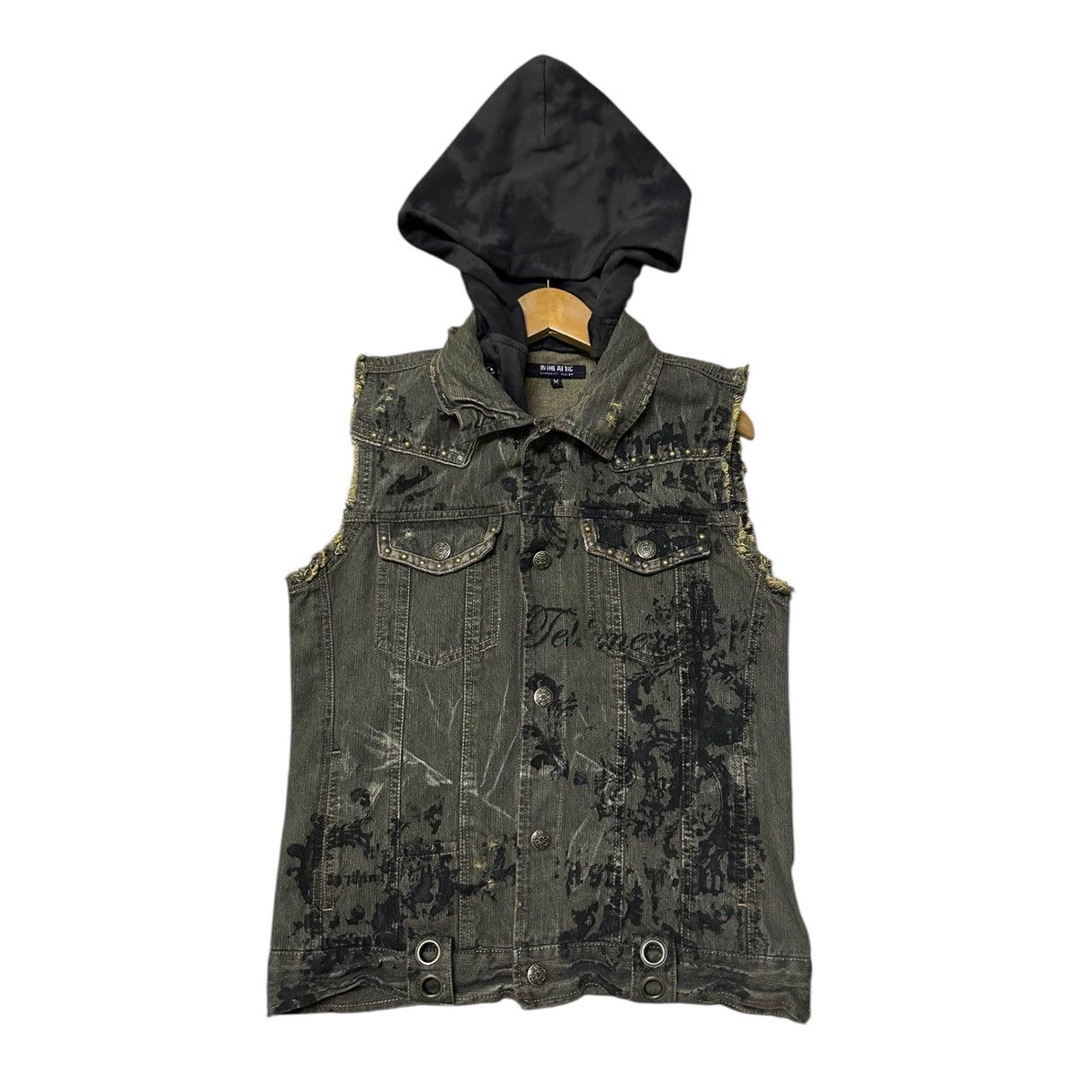 In The Attic In The Attic" brand bondage sleeveless denim jacket hooded Size M / US 6-8 / IT 42-44 - 5 Thumbnail