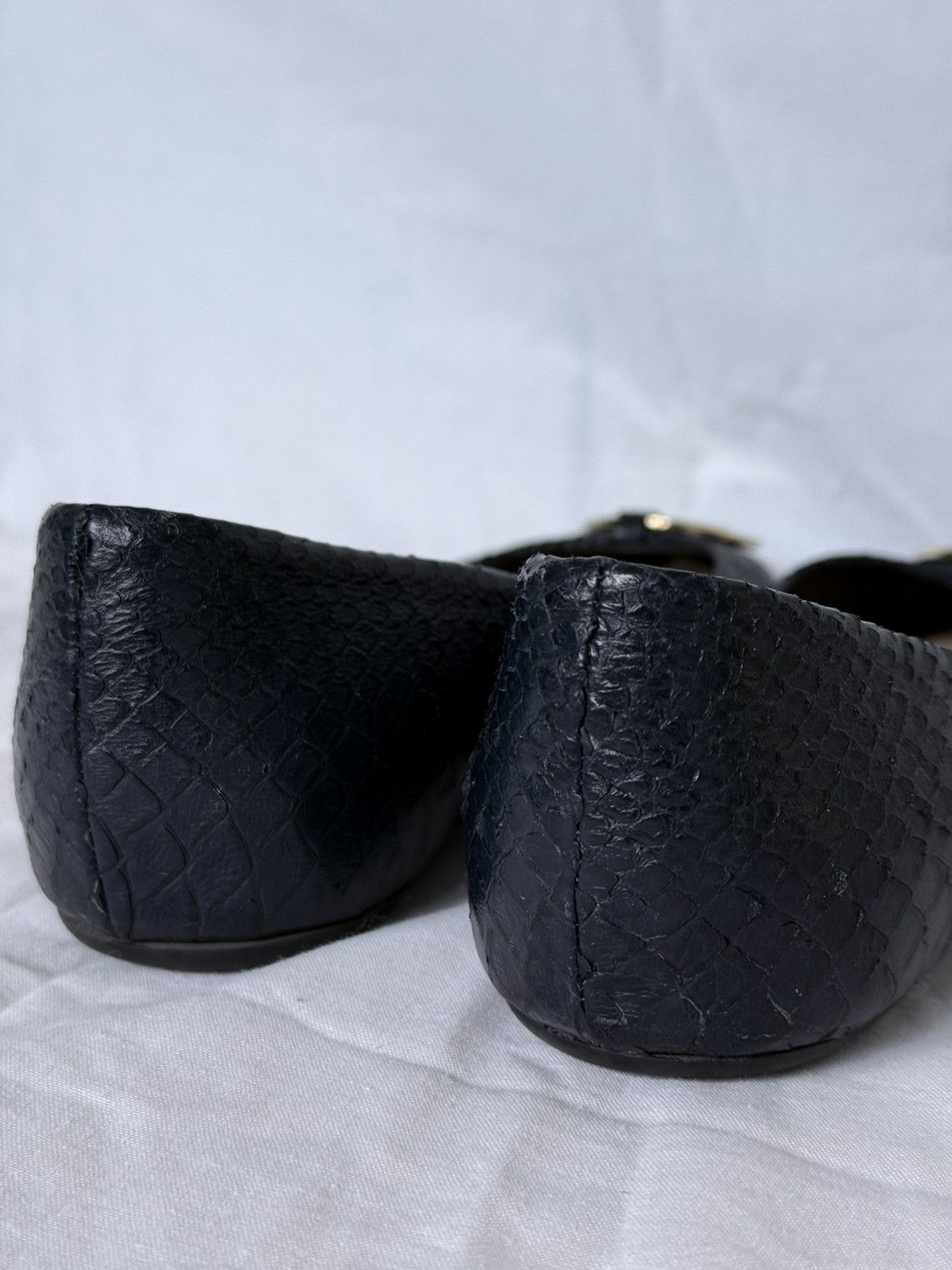 Dior × Vintage Dior Snakeskin Pattern Leather Navy LOGO CD ballet flats Size US 6 / IT 36 - 9 Thumbnail