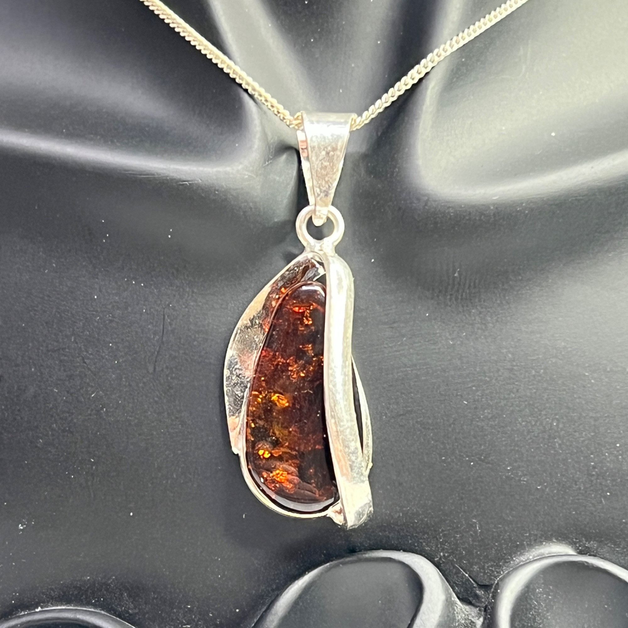 Other Amber Pendant With Sterling Silver Setting & Unique Inclusio Size ONE SIZE - 4 Thumbnail