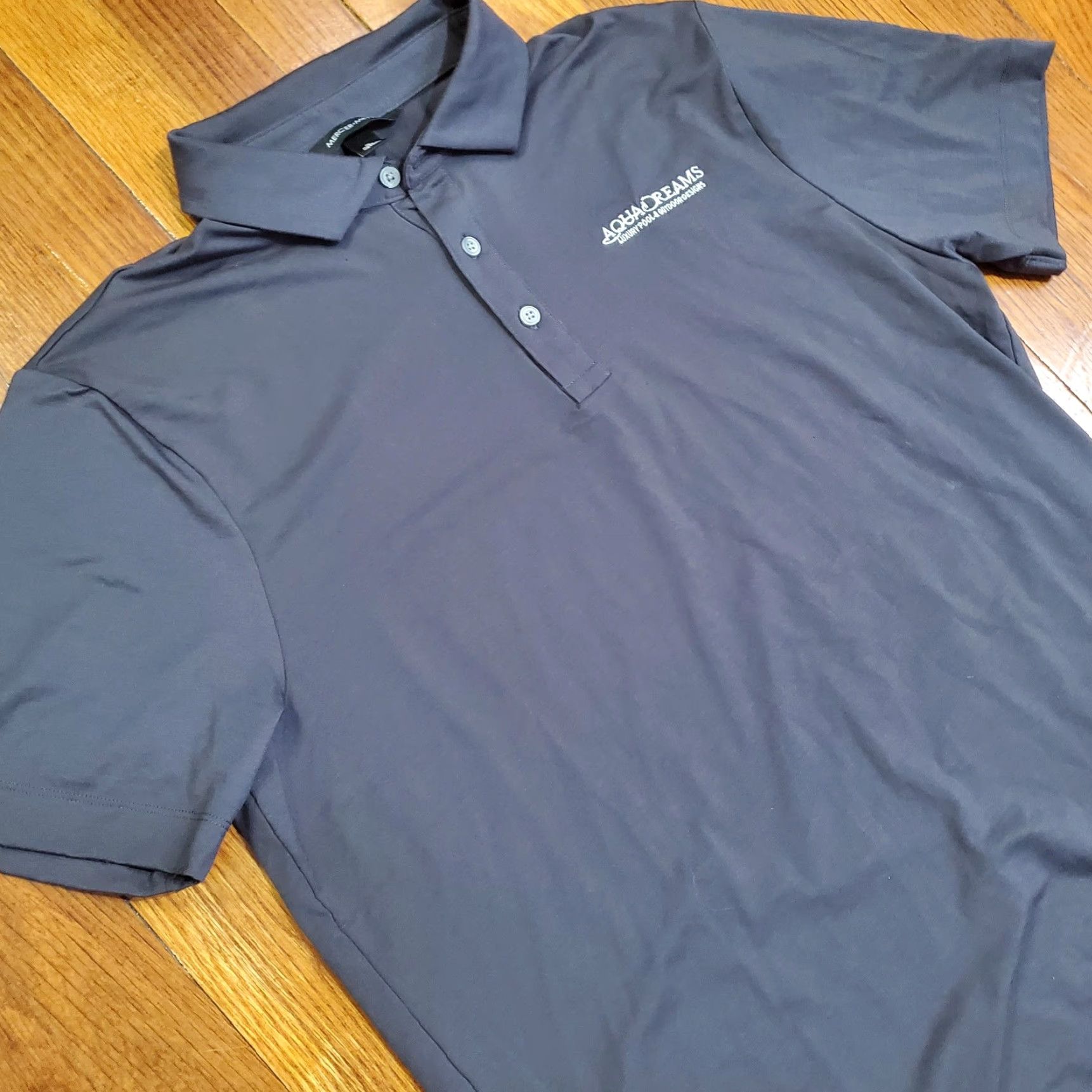 Vintage Mercer+Mettle Polo Shirt Mens Large Gray Solid Aqua Dreams Logo Stretch Golf Size US L / EU 52-54 / 3 - 2 Thumbnail