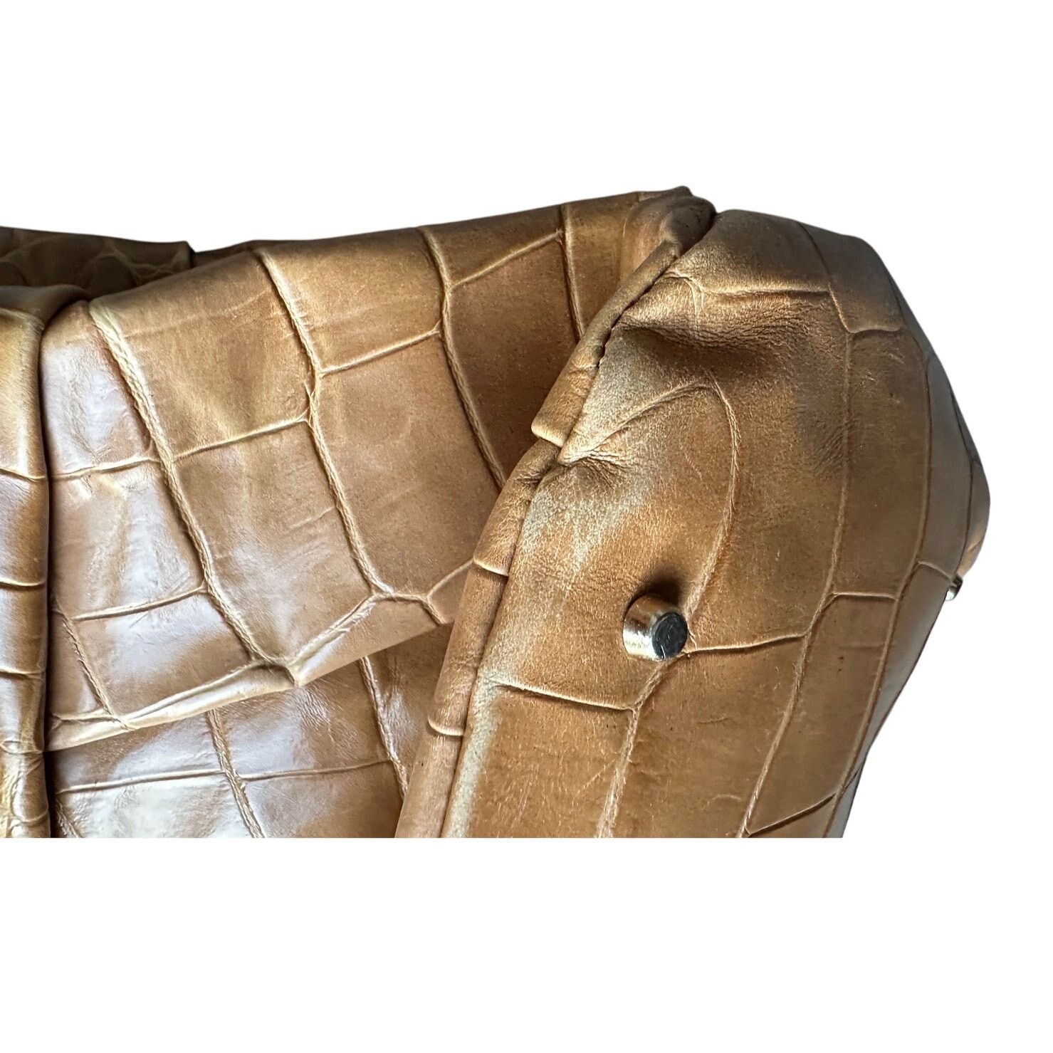 Furla FURLA Croc Embossed Camel Colored Leather Bag Size ONE SIZE - 14 Thumbnail