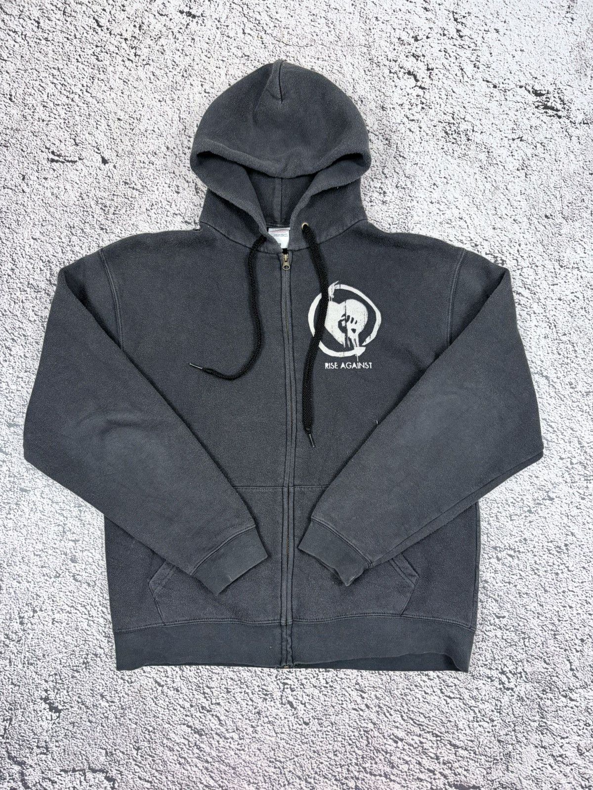 Band Tees Vintage Rise Against Faded Black Zip Up Hoodie Size M Size US M / EU 48-50 / 2 - 8 Thumbnail