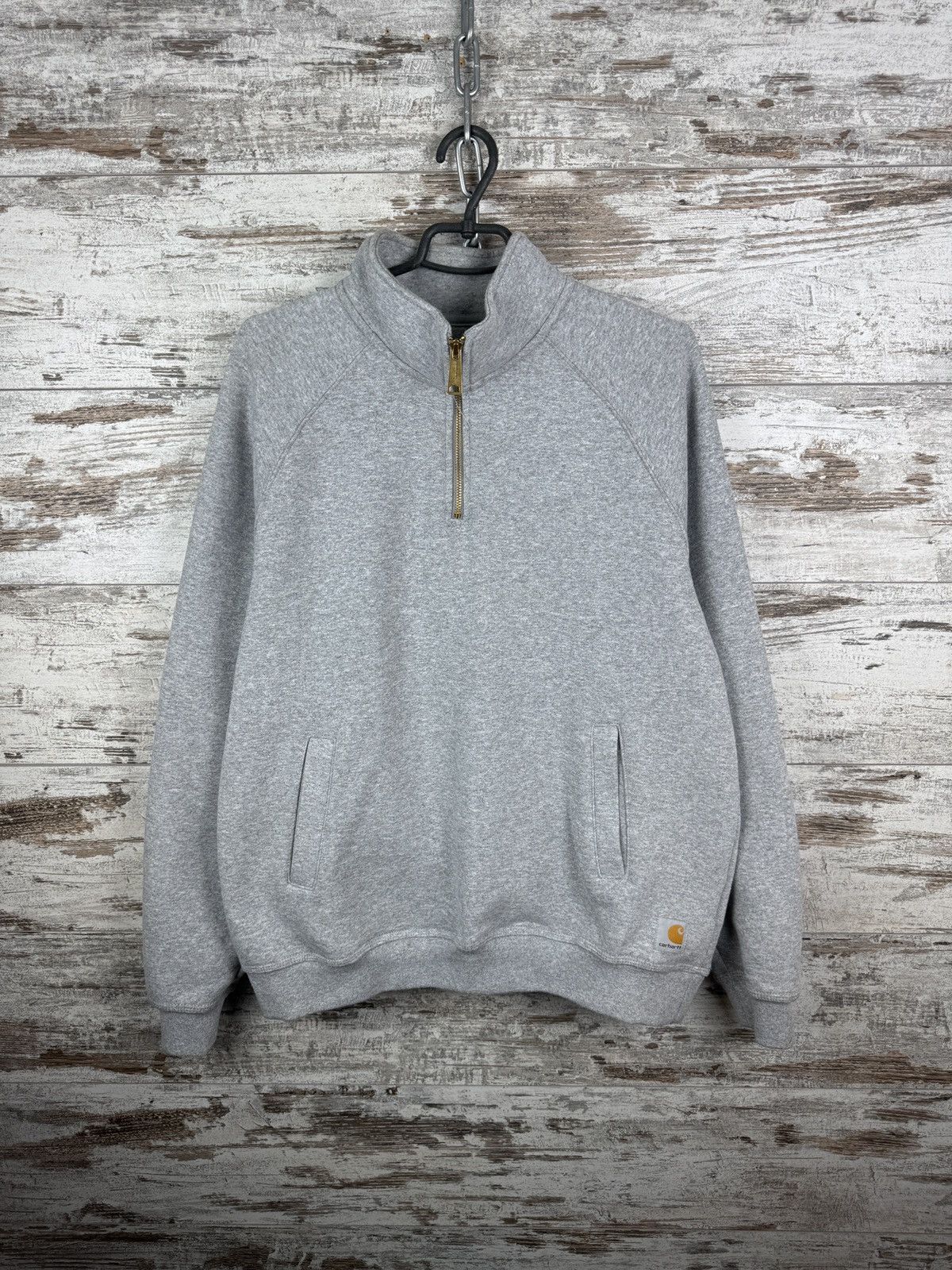 Carhartt Mens Vintage Carhartt Wip Sweatshirt 1/3 zip jacket grey Size US M / EU 48-50 / 2 - 2 Thumbnail