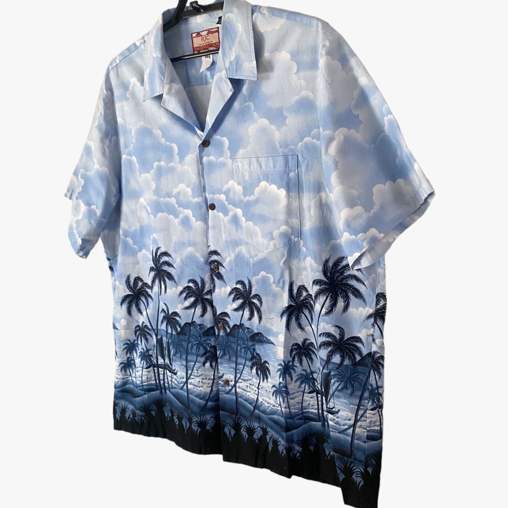 Vintage VINTAGE RJC Hawaiian Button-Up Shirt Blue Palm Trees Men's XXL Short-Sleeve Size US XXL / EU 58 / 5 - 2 Thumbnail