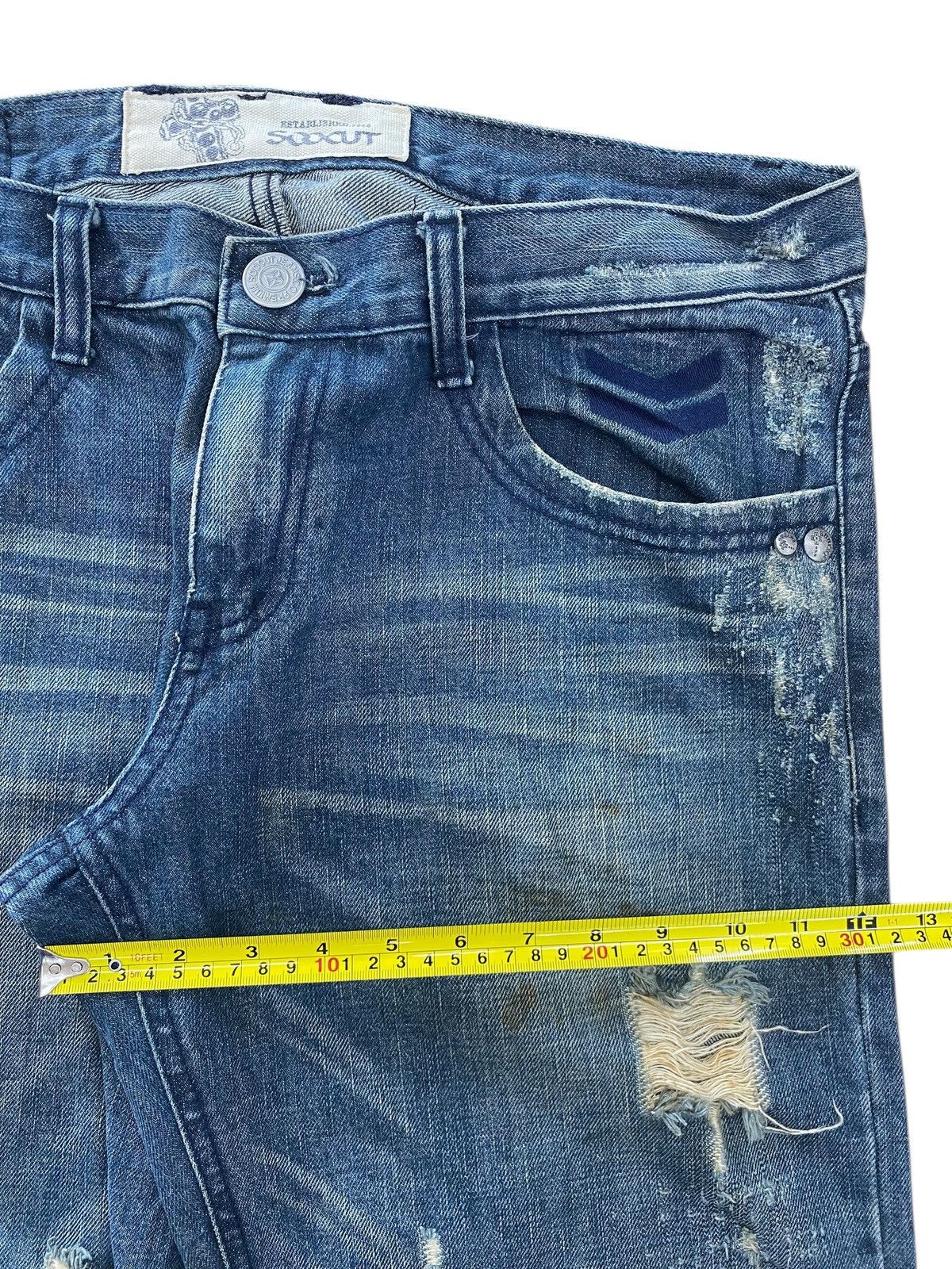 Japanese Brand Soocut Blue Wash Distressed Style Straight Leg Jeans Size US 35 - 7 Thumbnail