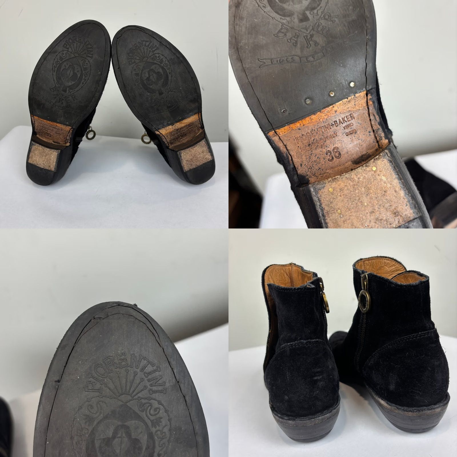 Vintage Fiorentini + Baker Suede Bootie Ankle Zip Women’s 36 US 6 Black Preowned, Cracked Outsole, Scuffs, Bootie, Women, Shoes Size US 8 / IT 38 - 8 Thumbnail