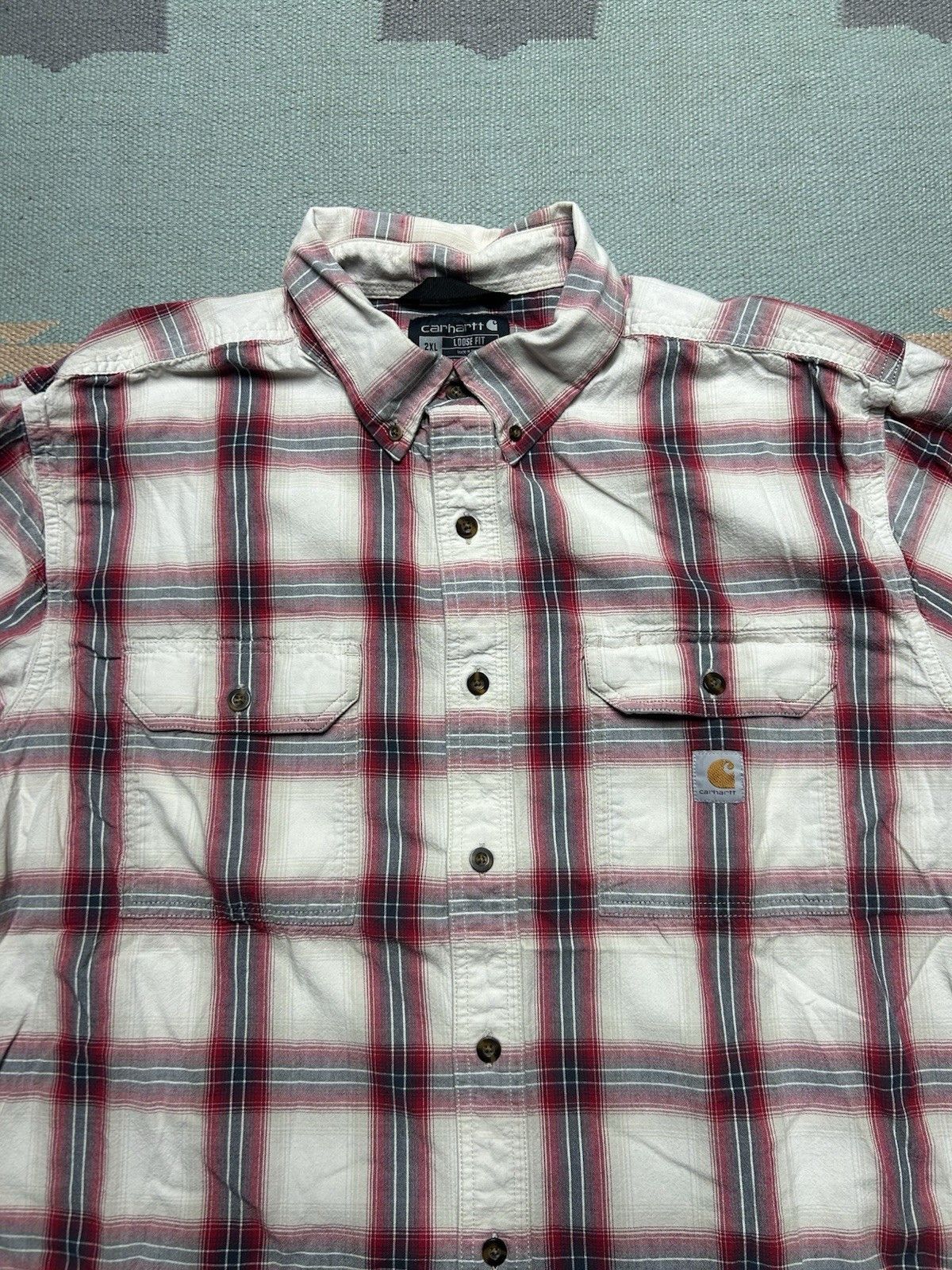 Vintage Carhartt button shirt loose fit plaid cotton lightweight XXL Size US XXL / EU 58 / 5 - 2 Thumbnail