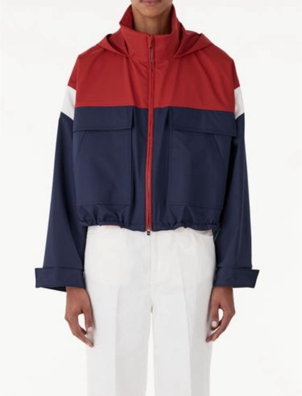 image of Loro Piana O1Srvl11E0424 Jacket In Navy Blue & Red in Navy Blue/Red, Women's (Size XL)