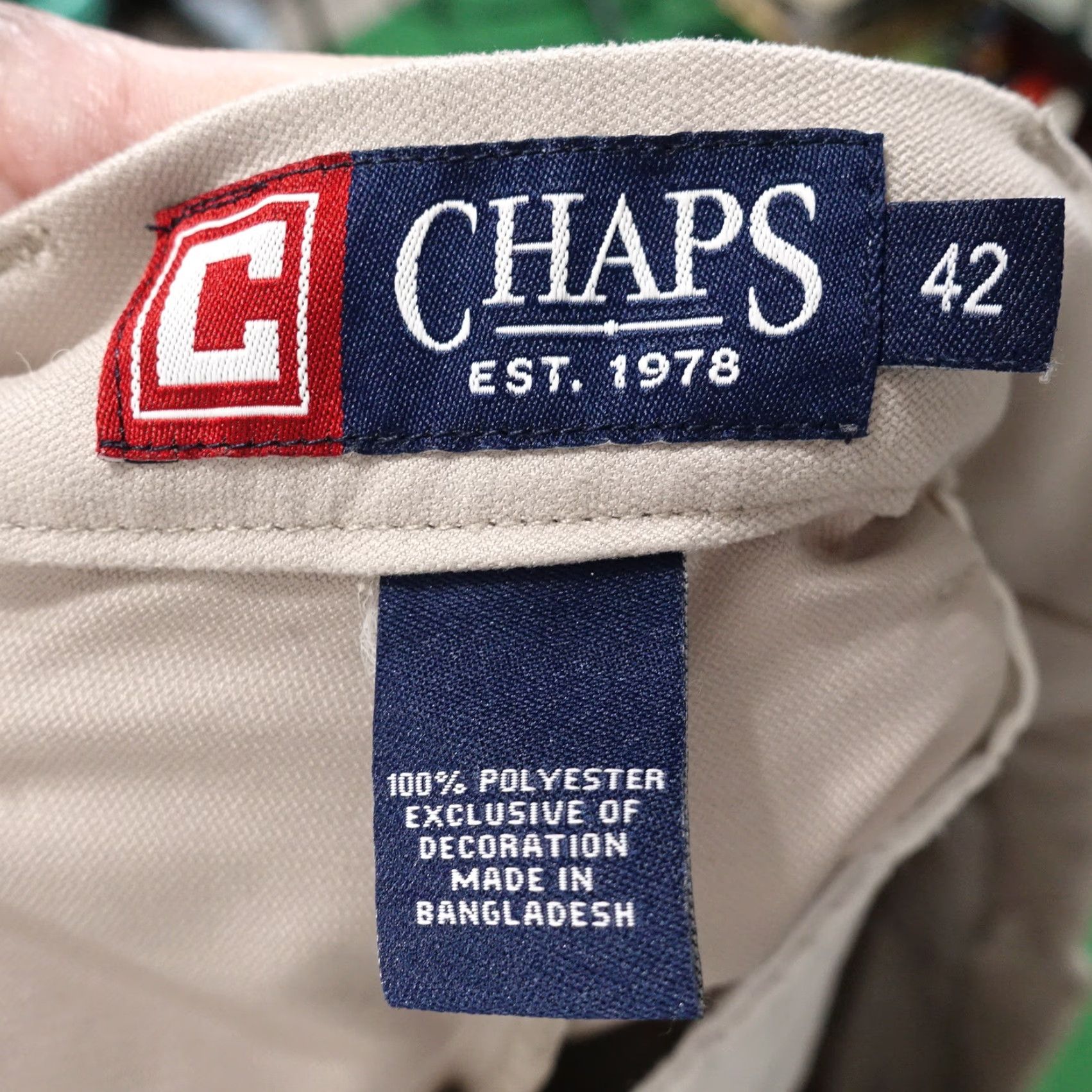 Chaps Chaps Shorts Mens Flat Front Beige Khaki Polyester Size 42 Regular Front Zip Inseam 8.5in Casual Chino BeigeMens 42 Size US 42 / EU 58 - 6 Thumbnail