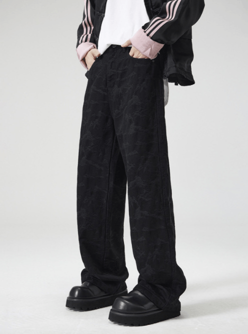 Japanese Brand Fashion street washed jacquard black jeans y2k Size US 32 / EU 48 - 1 Thumbnail