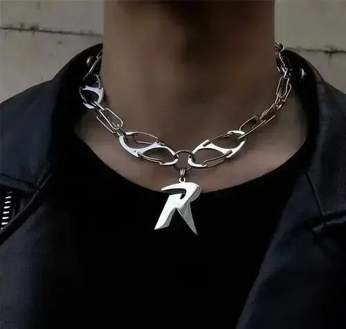 Italian Designers x Jewelry R Chocker Necklace in Silver, Men's