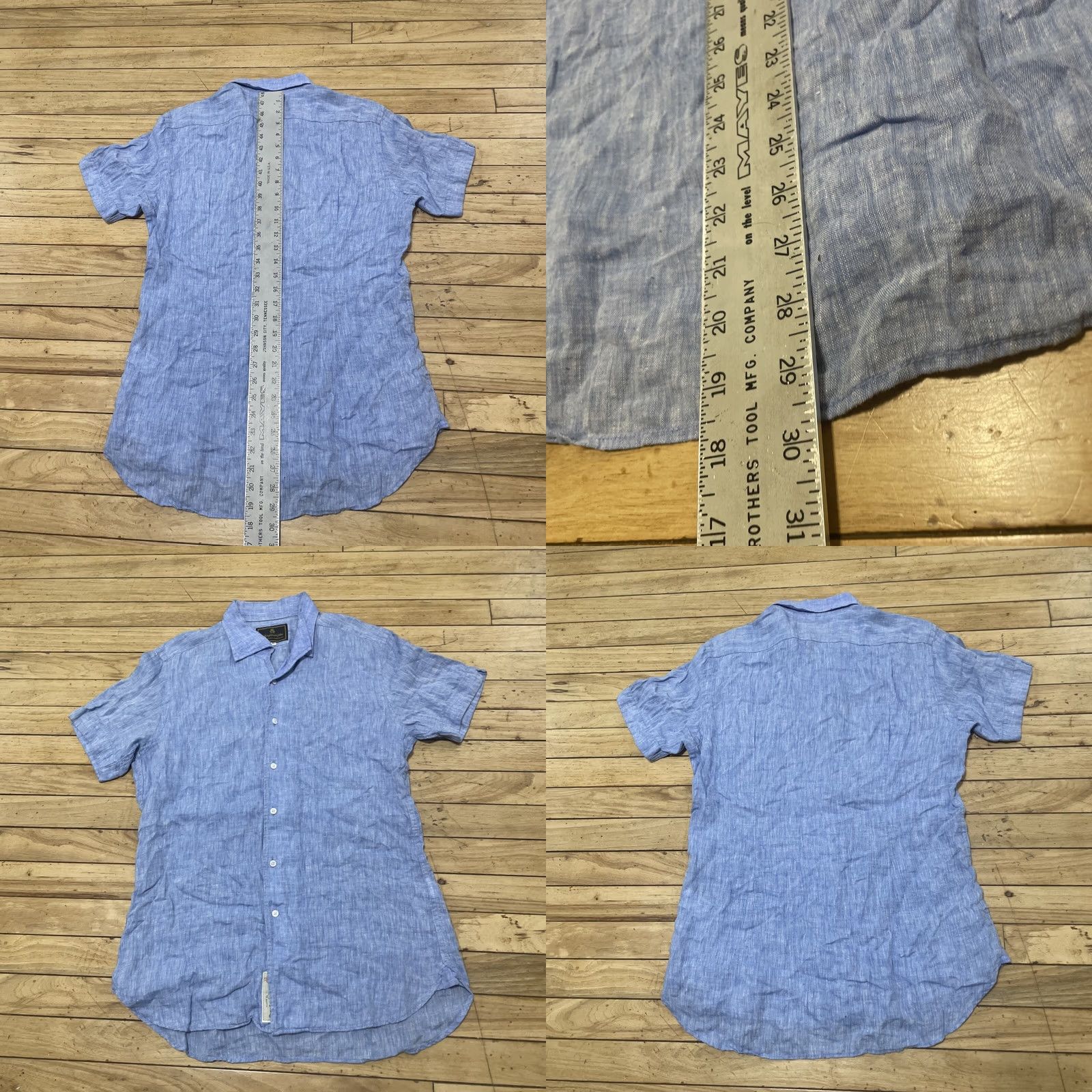Vintage Simplicite Button-Up Shirt Men 40 Blue Linen Short Sleeve Casual Beach Nautical 90s Vintage Women? No Women. Mens Regular White? Wait. Size US M / EU 48-50 / 2 - 9 Thumbnail