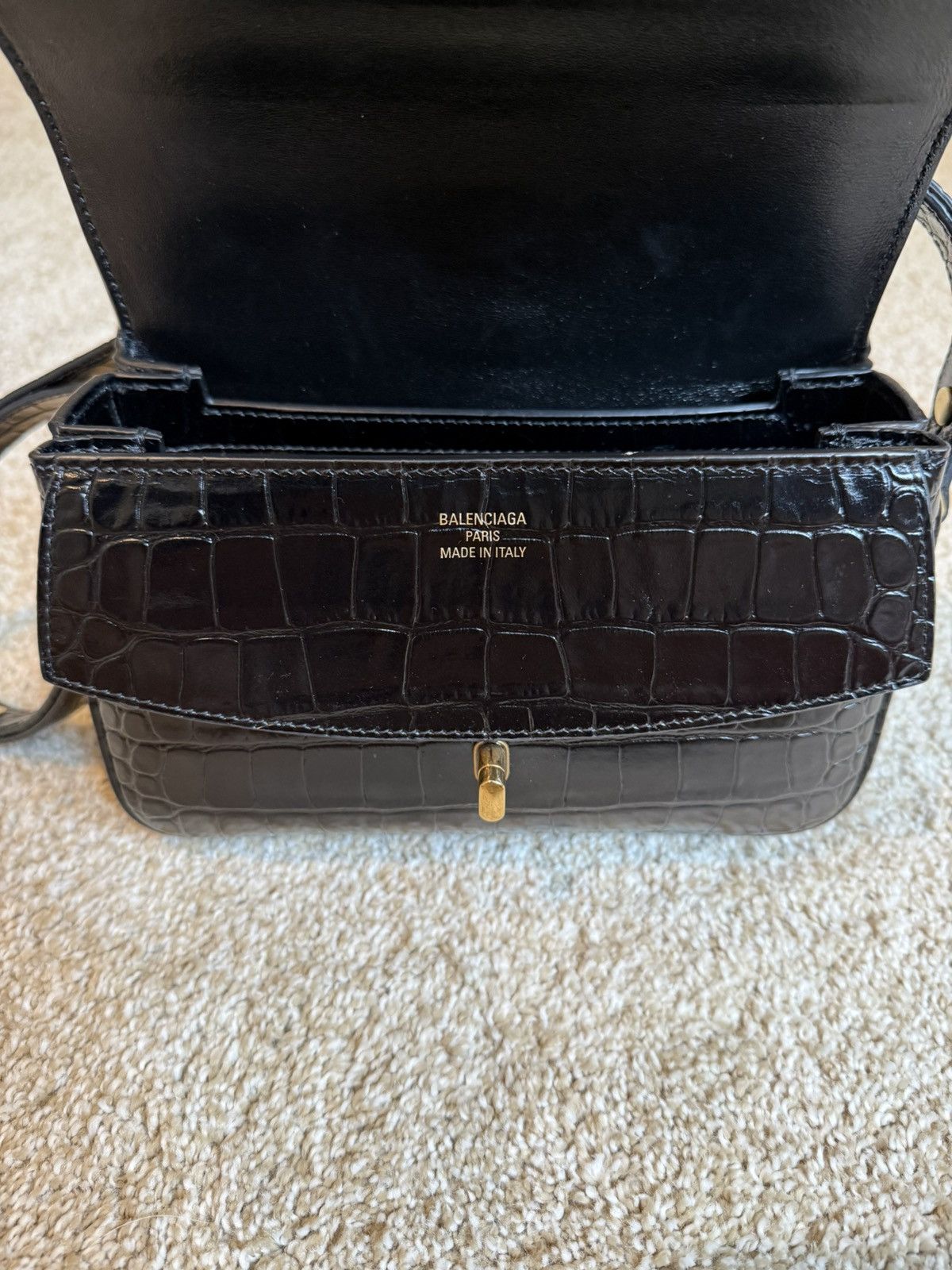 Balenciaga Lady Flap Small Shoulder Bag Black Crocodile Calfskin Size ONE SIZE - 7 Thumbnail