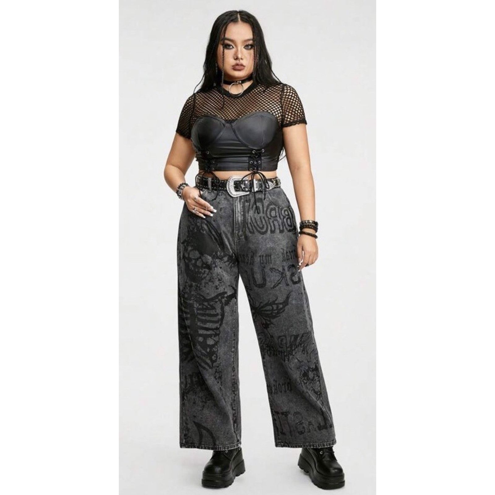 Other Vintage Washed Skull Butterfly Tattoo Jeans Goth Grunge Punk Size 28" / US 6 / IT 42 - 1 Thumbnail