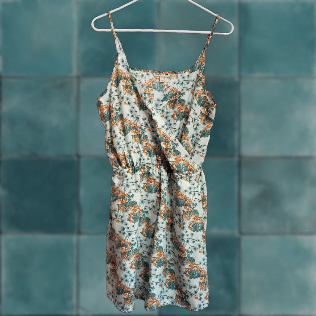 Toad&Co VINTAGE Toad & Co Hillrose Mini Dress Women L Faux Wrap Floral Sleeveless Hawaiian Beach Size L / US 10 / IT 46 - 1 Thumbnail