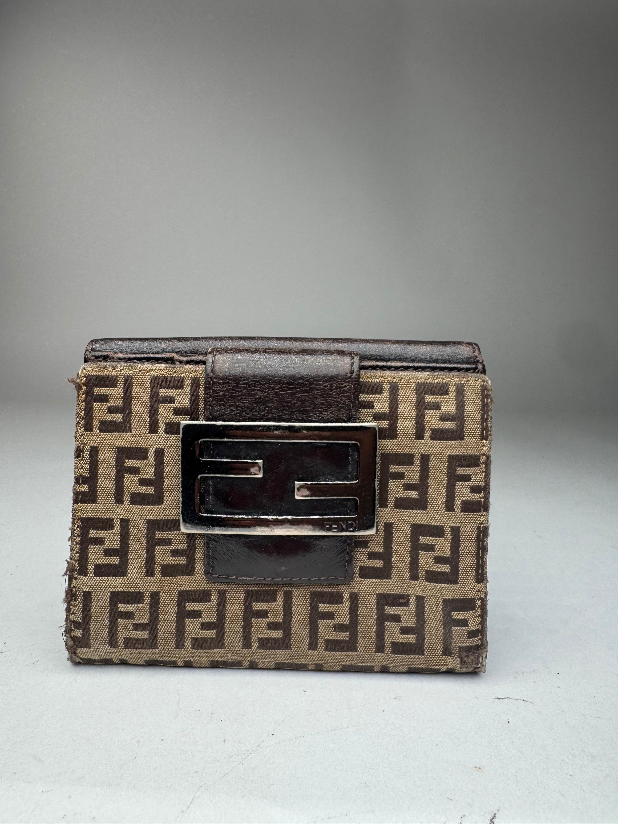 Fendi Vintage Monogram Leather Wallet Brown Size ONE SIZE - 1 Thumbnail